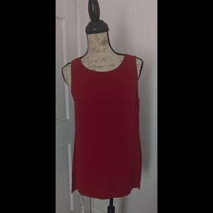 Eileen Fisher Red Silk Georgette Crepe Tank Tunic XS NWT